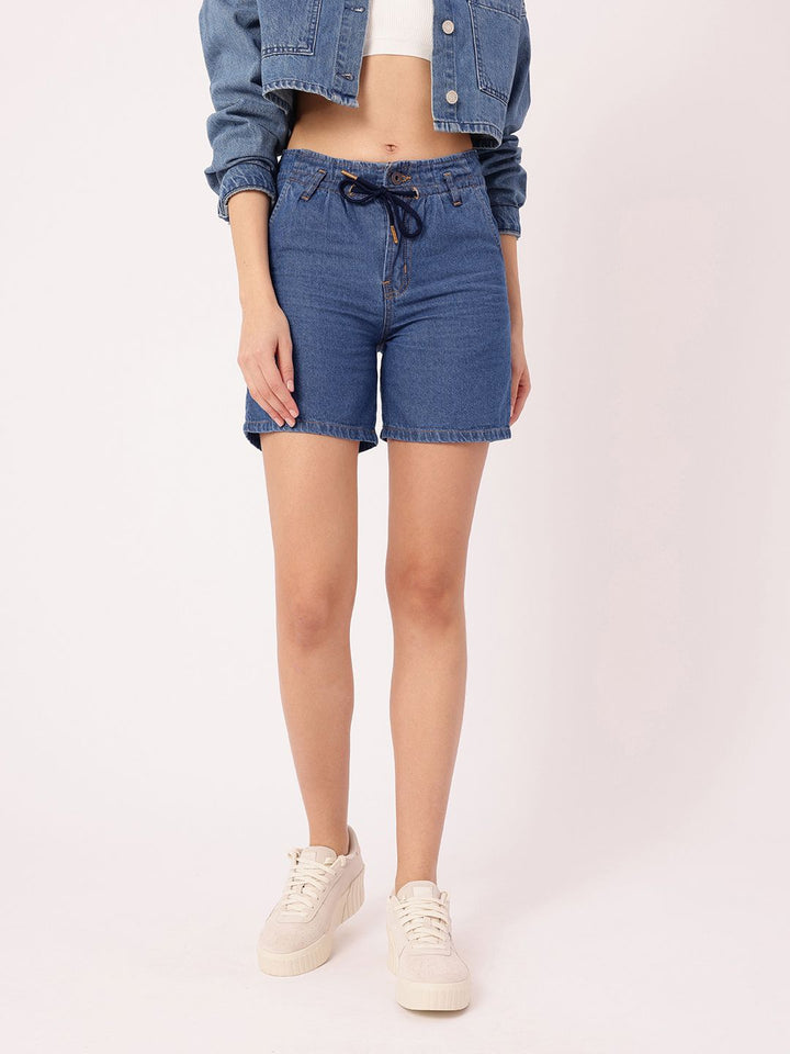 DressBerry Women Urban Softness Denim Above Knee Shorts