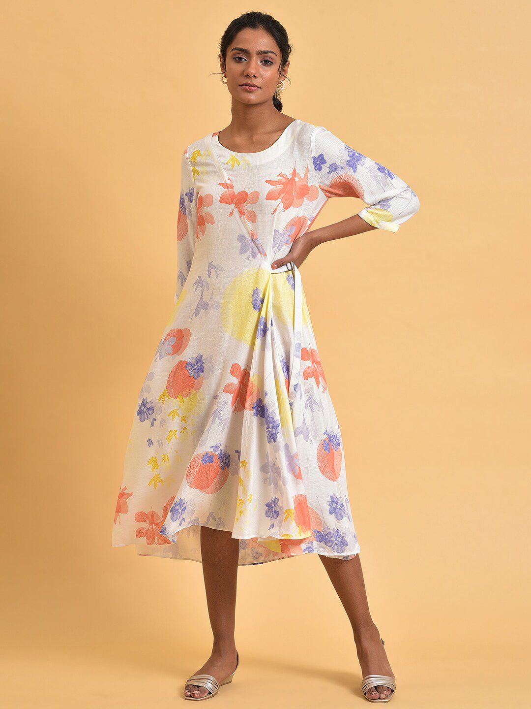 W Women Floral Printed Wrap Midi Dress