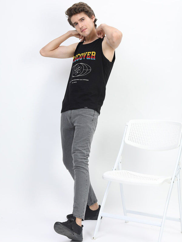 HIGHLANDER Men Black Typography Printed Slim Fit T-shirt