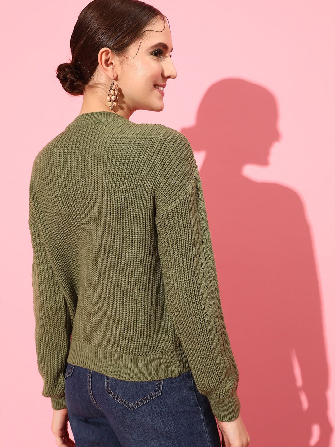 STREET 9 Women Acrylic Cable Knit Pullover