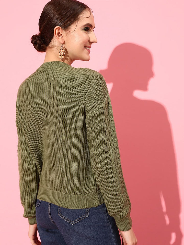 STREET 9 Women Acrylic Cable Knit Pullover