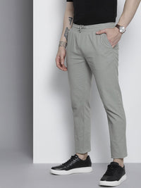 The Indian Garage Co Men Grey Slim Fit Cotton Trousers