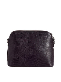 Lino Perros Women Coffee Brown Croc-Textured Structured Sling Bag