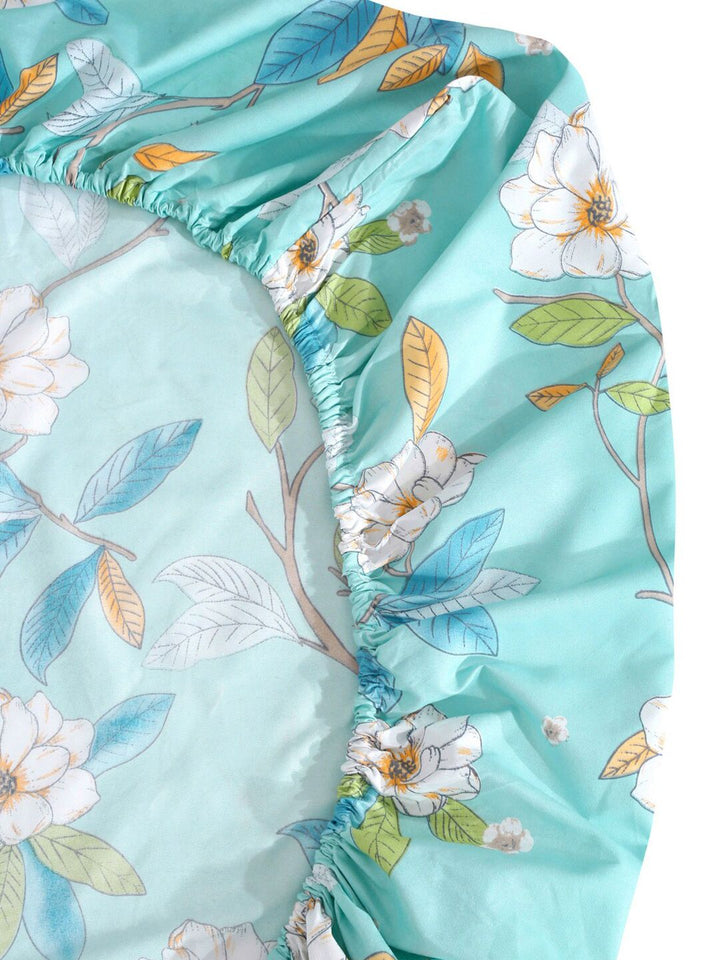 Klotthe Blue Floral Dicetak 300 TC Bedsheet King dengan 2 penutup bantal