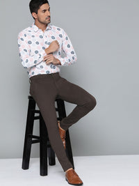 DENNISON Men Brown Smart Tapered Fit Easy Wash Chinos Trousers