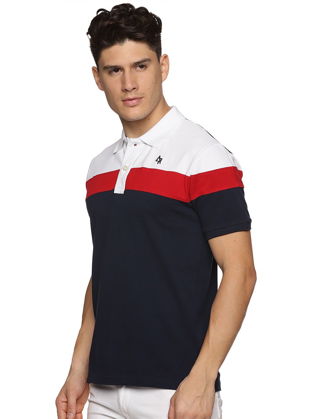 ADRO Colourblocked Cotton Polo Collar T-shirt