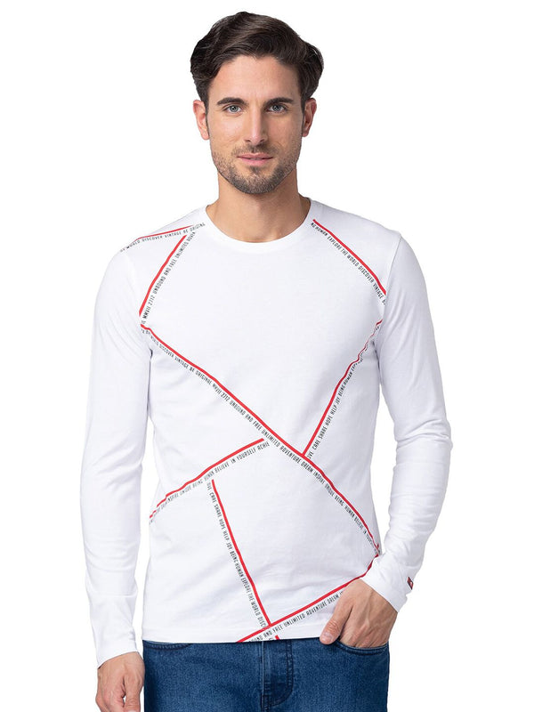 Menjadi T-Shirt Biasa Leher Bercetak Geometrik Manusia