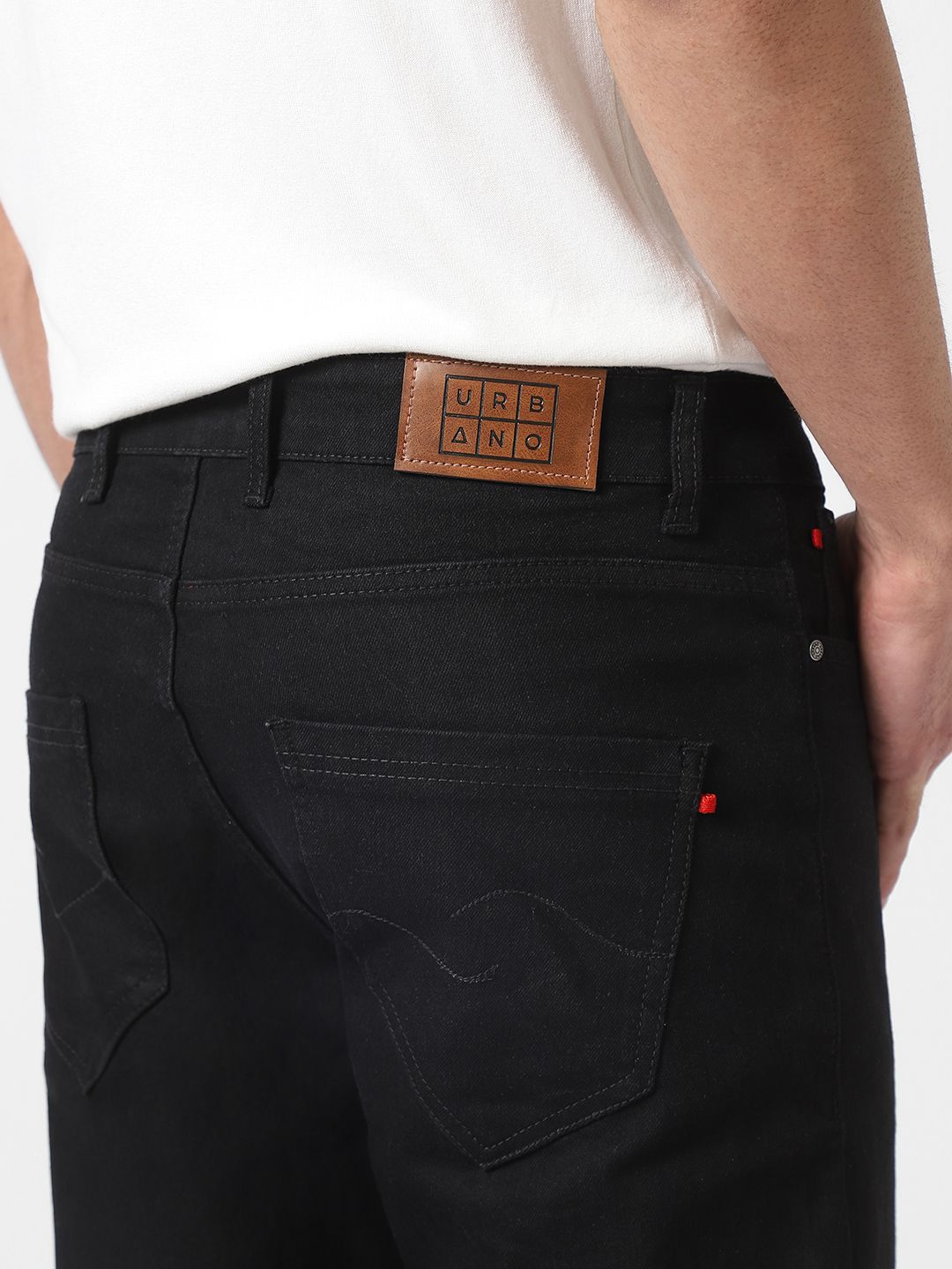Urbano Fashion Men Black Slim Fit Mid-Rise Clean Look Stretchable Jeans