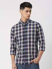Being Human Men Slim Fit Button-Down Collar Tartan Checks Opaque Checked Casual Shirt