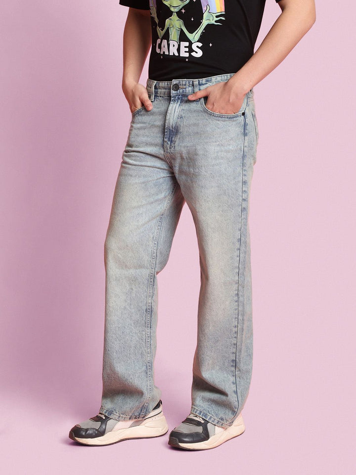 Bene Kleed Men Wide Leg Heavy Fade Jeans