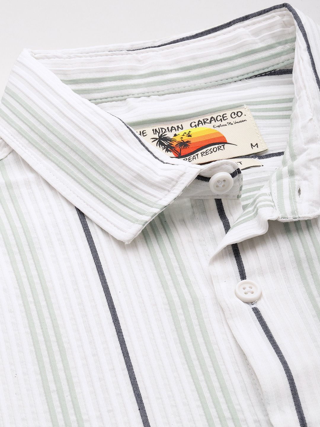 The Indian Garage Co Striped Pure Cotton Casual Shirt