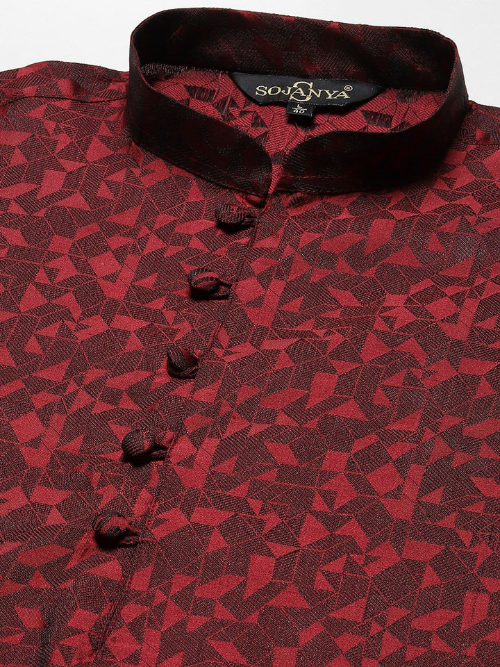 SOJANYA Men Maroon Jacquard Kurta