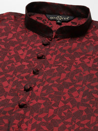 SOJANYA Men Maroon Jacquard Kurta
