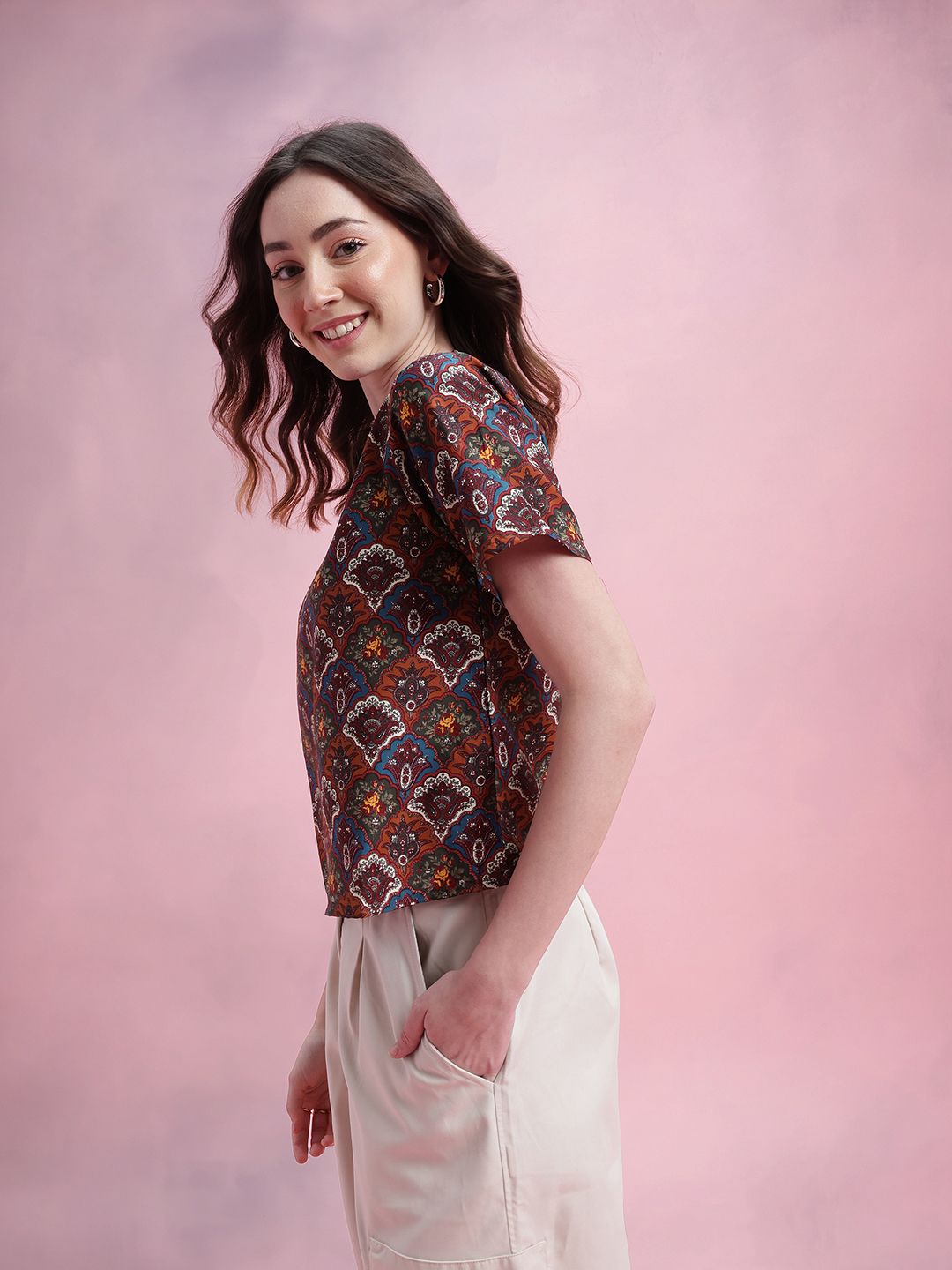DressBerry Ethnic Motifs Print Top