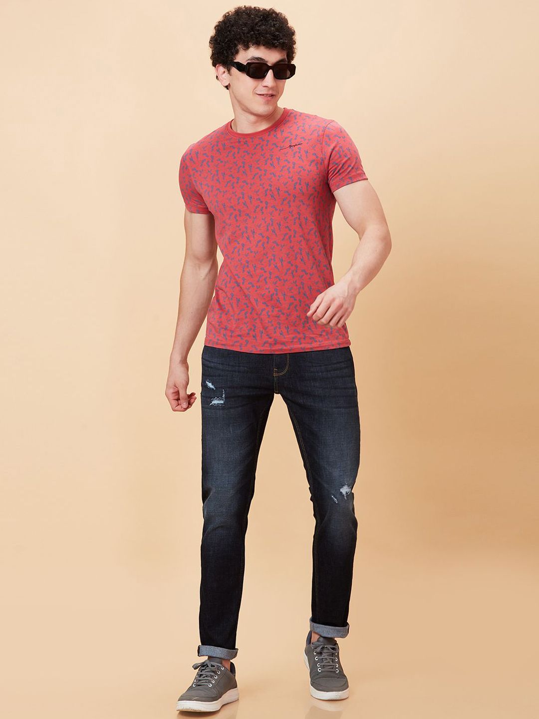 Being Human Men Slim Fit Low Distress Light Fade Jeans