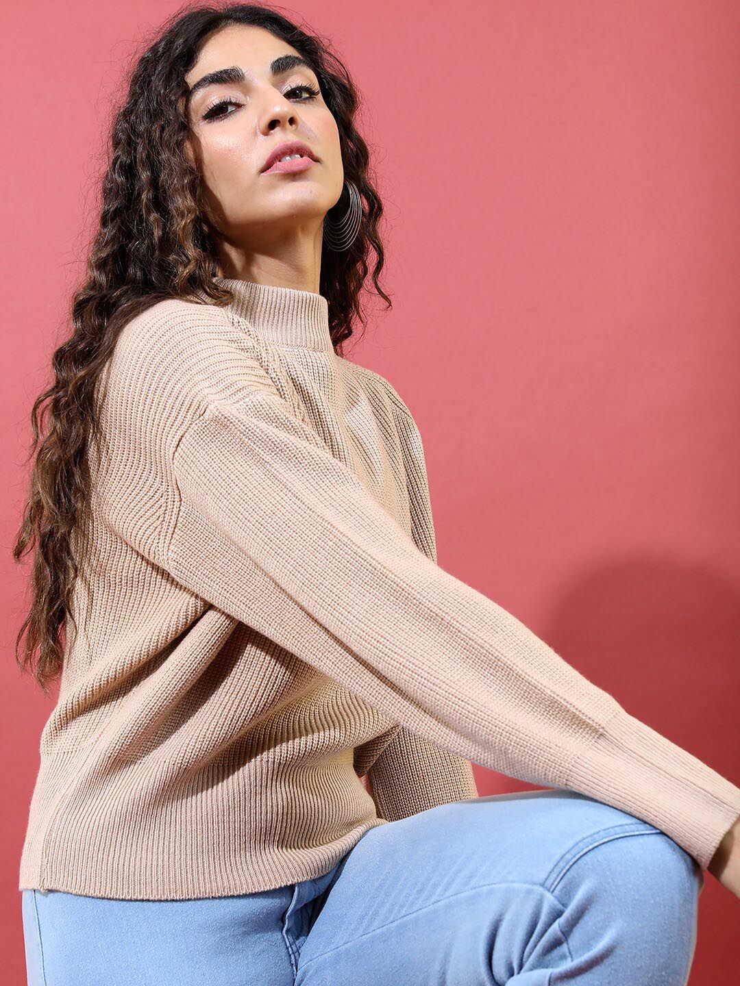 Tokyo Talkies Women Nude-Coloured Pullover