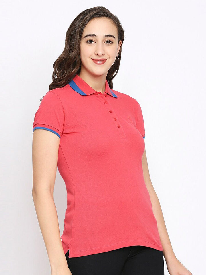 Being Human Women Pink Solid Polo Collar T-shirt