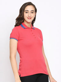 Being Human Women Pink Solid Polo Collar T-shirt