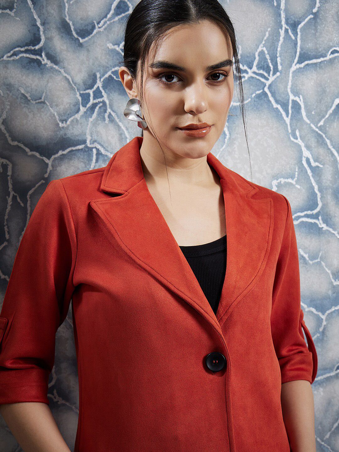 Athena Rust Notched Lapel Collar Coat With Trousers Co-Ords