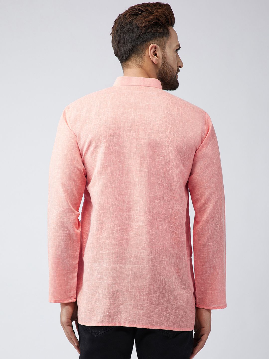 SOJANYA Kurta Pendek Pepejal Berwarna Peach Lelaki