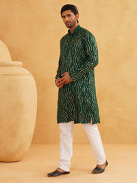 SOJANYA Kurta Kapas Tulen Sulam Geometri Dengan Churidar