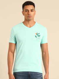 Being Human V-Neck Pure Cotton T-shirt with Minimal Print