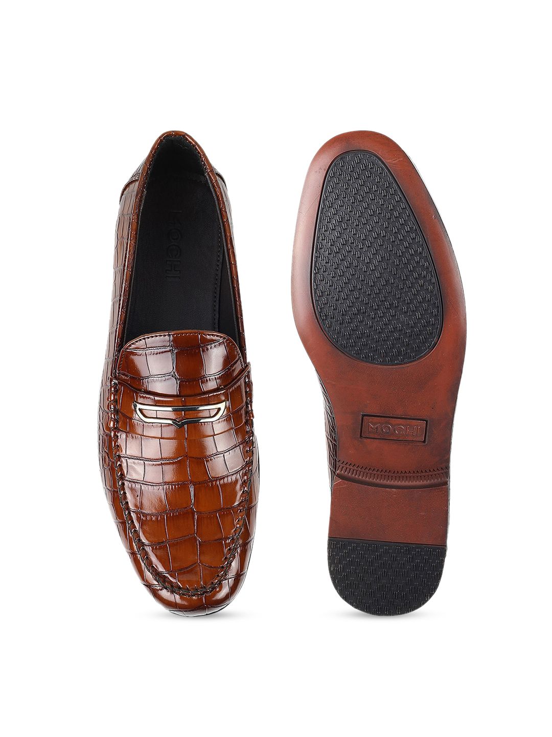 Mochi Men Textured Leather Formal Loafers