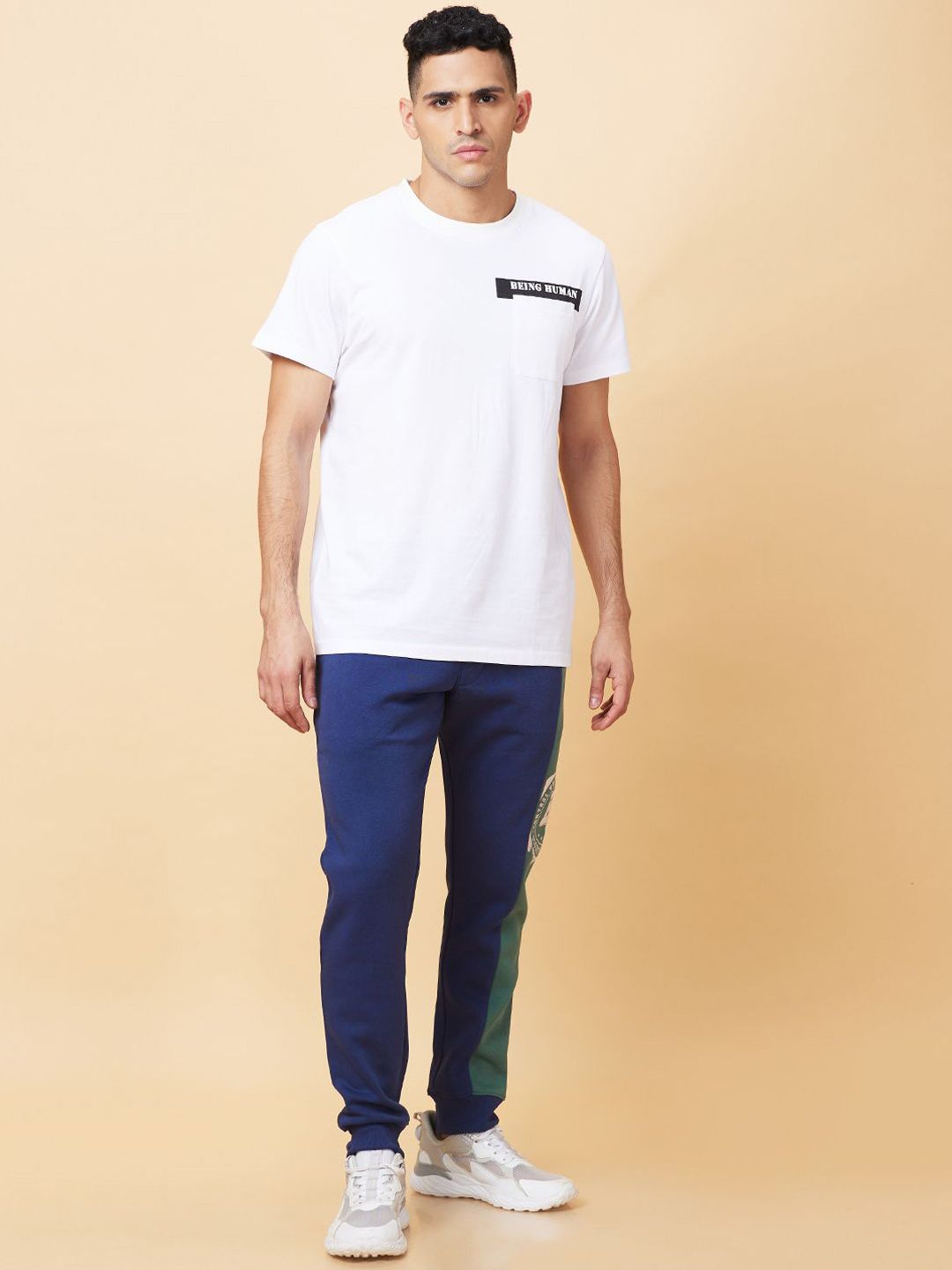 Being Human Men Colorblocked Mid Rise Joggers