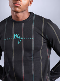 The Indian Garage Co Men Black Striped Sweatshirt