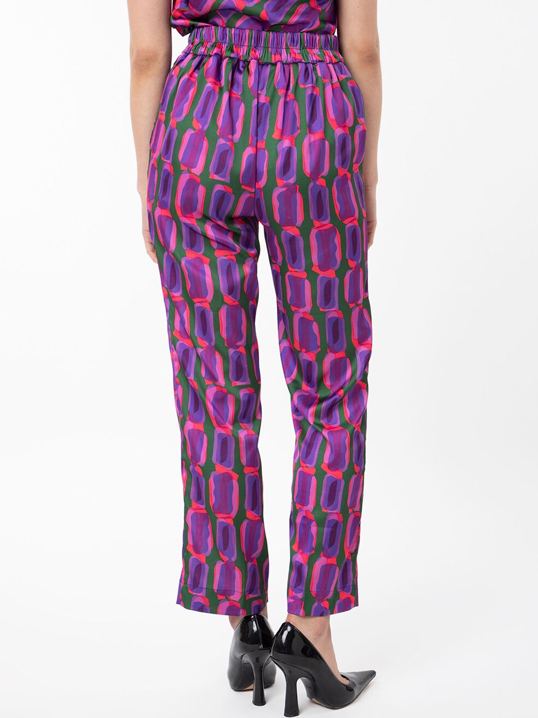 RAREISM Geo Abstract Print Satin Trousers