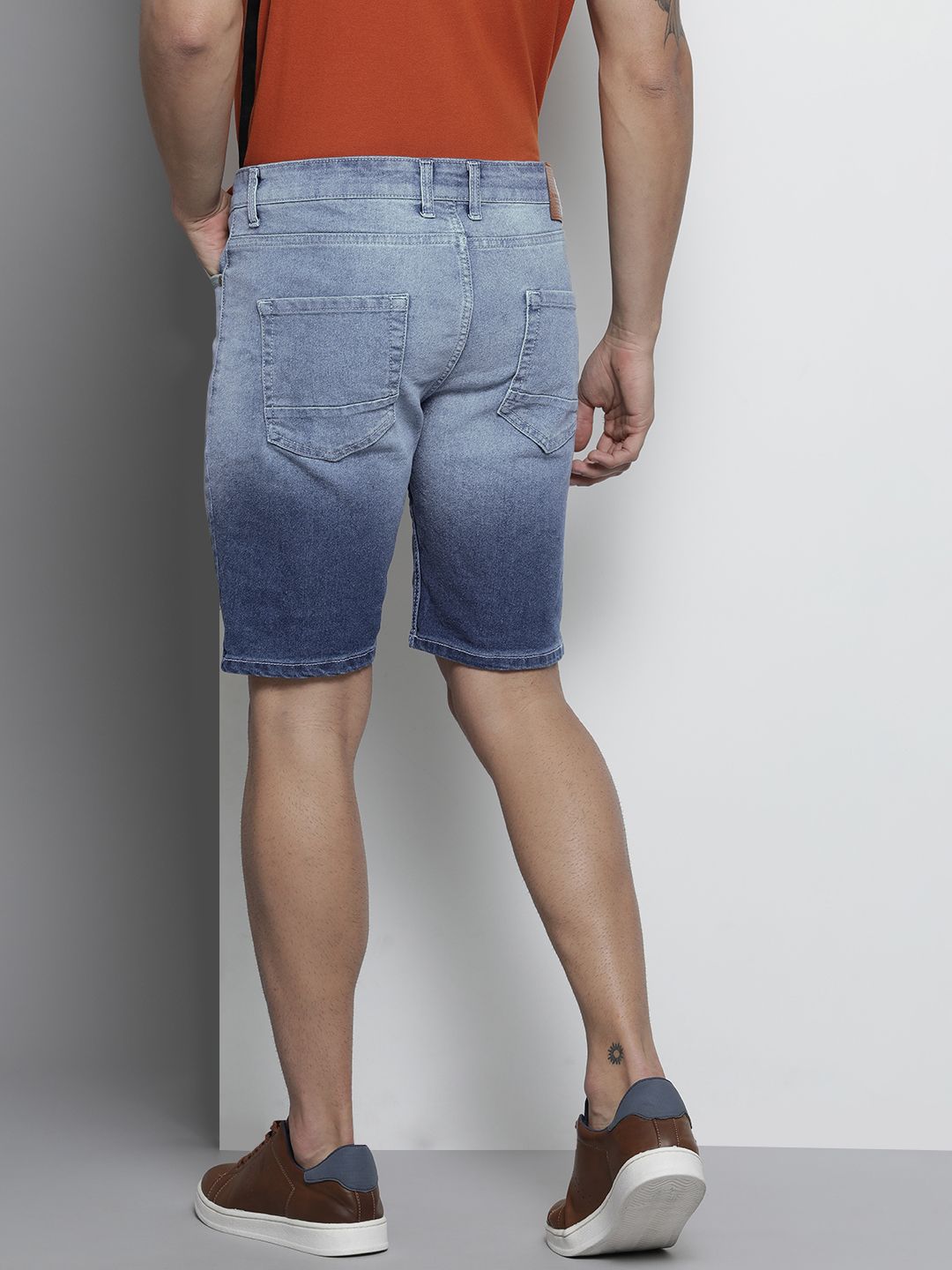 The Indian Garage Co Men Blue Slim Fit Denim Shorts