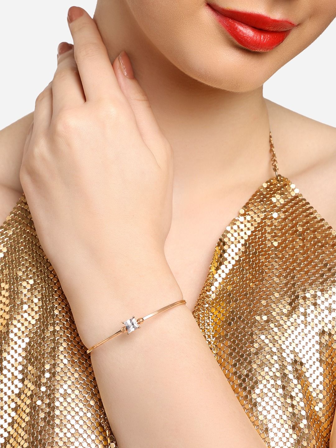 Set Mutiara Zaveri 2 Gelang Kada Bersalut Emas Cubic Zirconia Bersalut Emas