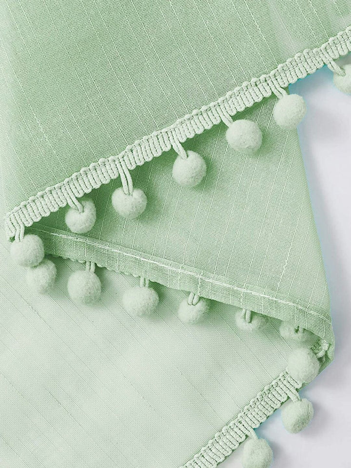 URBAN SPACE Green 2-Piece Sheer Window Curtains