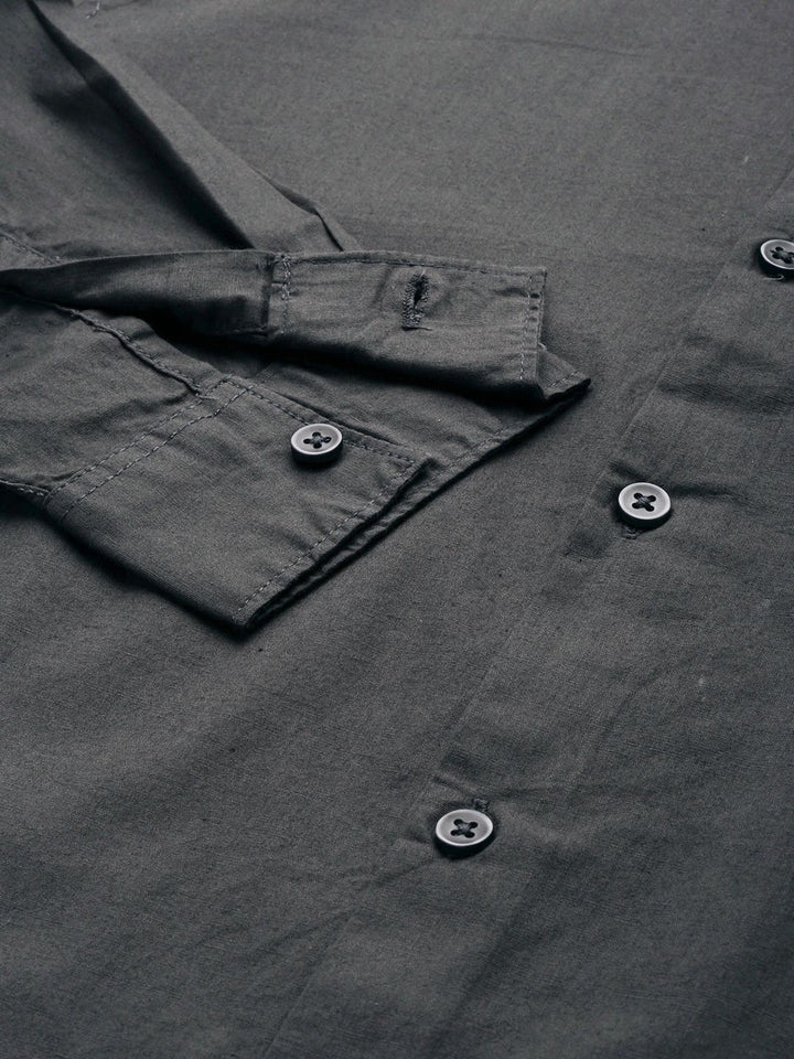 The Indian Garage Co Men Grey Mandarin Collar Casual Shirt