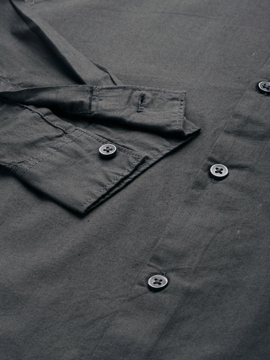 The Indian Garage Co Men Grey Mandarin Collar Casual Shirt