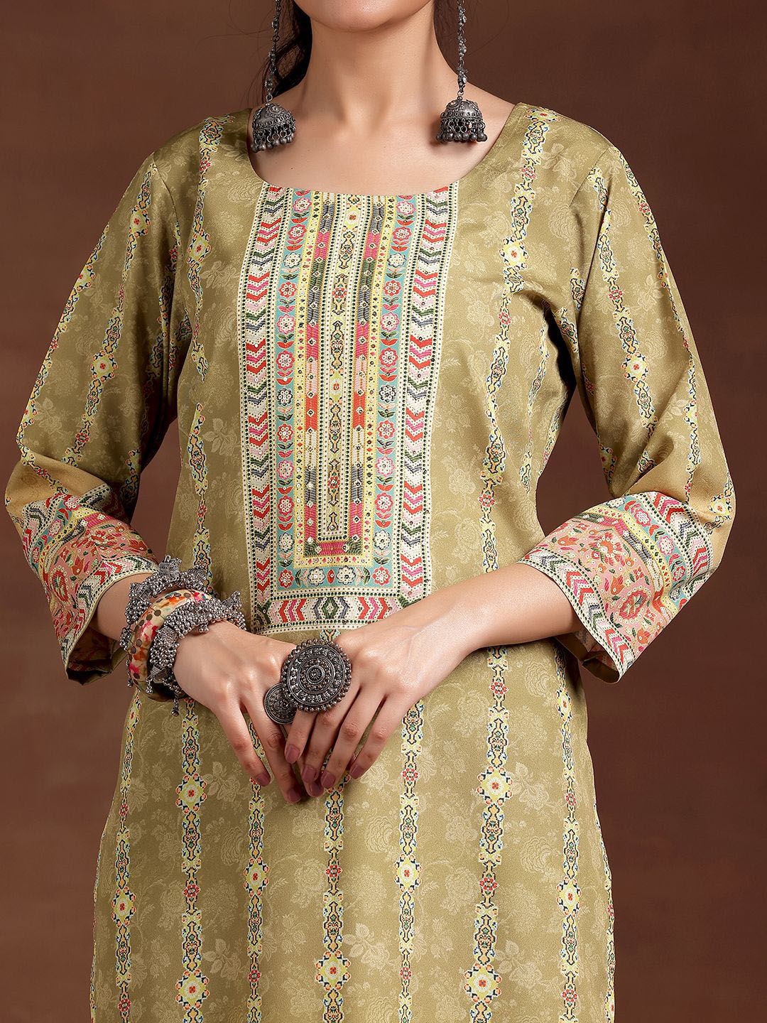Libas Ethnic Motifs Printed Round Neck Straight Kurta