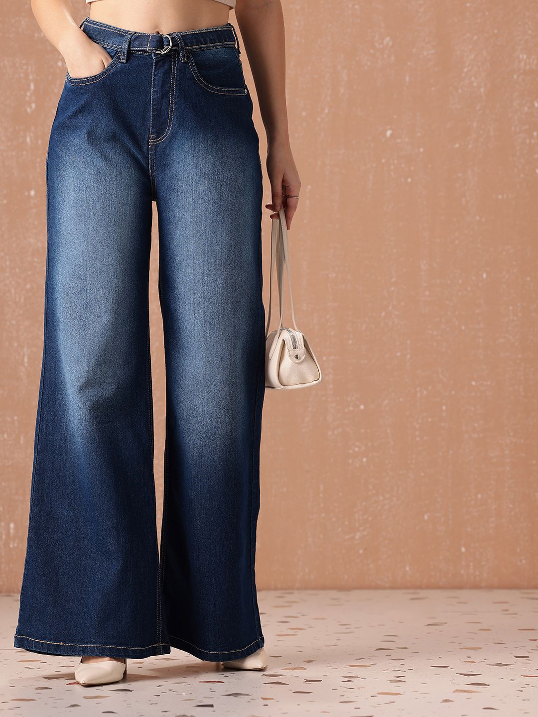 all about you Women Wide Leg High-Rise Heavy Fade Stretchable Jeans