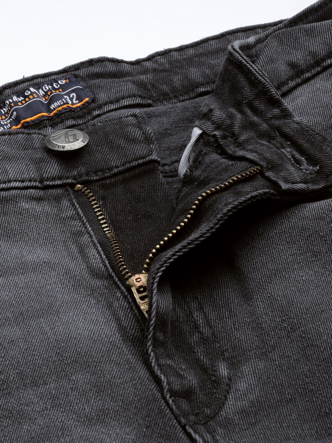 The Indian Garage Co Men Charcoal Slim Fit Low Distress Light Fade Stretchable Jeans