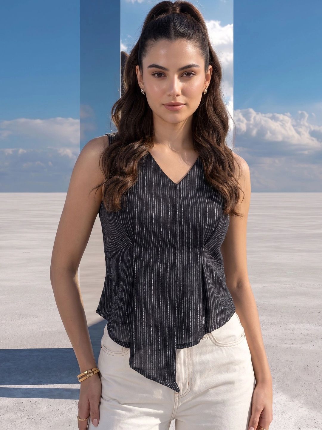 Mamicha Striped Cotton Top
