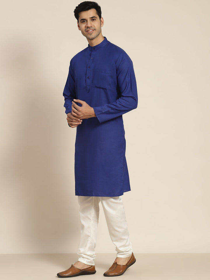SOJANYA Men Navy Blue Solid Kurta