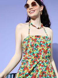 Berrylush Women Charming Red Printed Vacay Attire