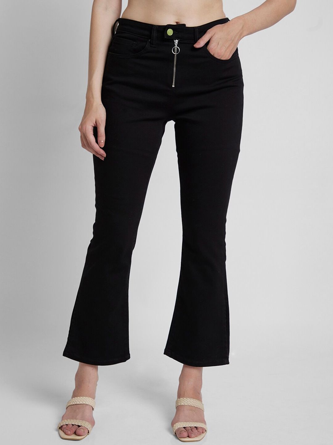 SPYKAR Women Black Elissa Bootcut High-Rise Clean Look Stretchable Jeans