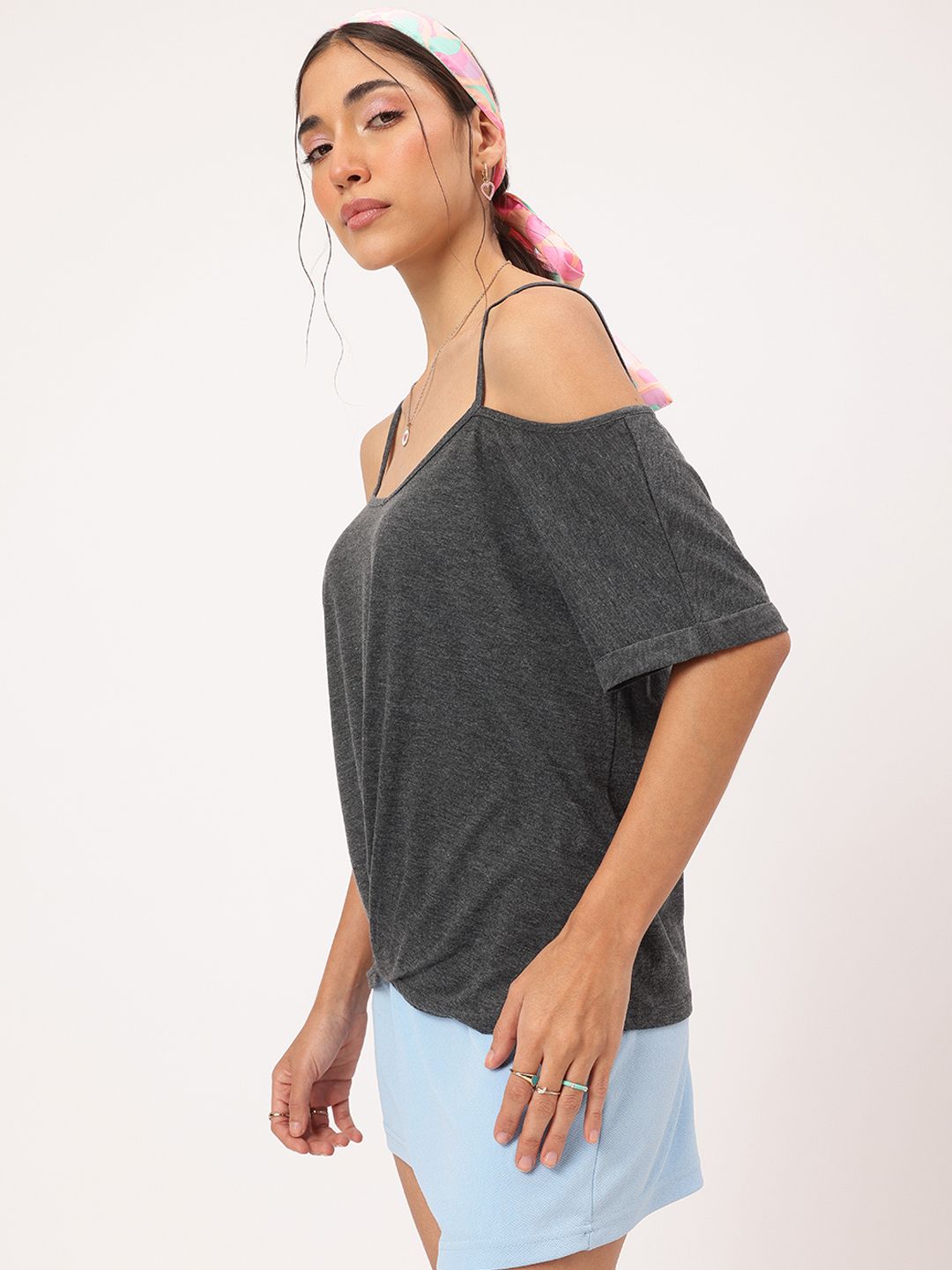DressBerry Effortless Ease Cold-Shoulder Edition Top