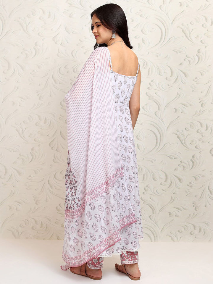 Vishudh Women Ethnic Motifs Printed Regular Pure Cotton Kurta with Trousers & With Dupatta
