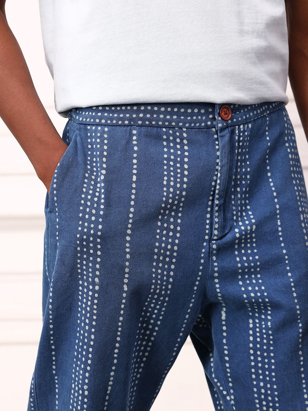 Mr Bowerbird Men Striped Pure Cotton Regular Trousers