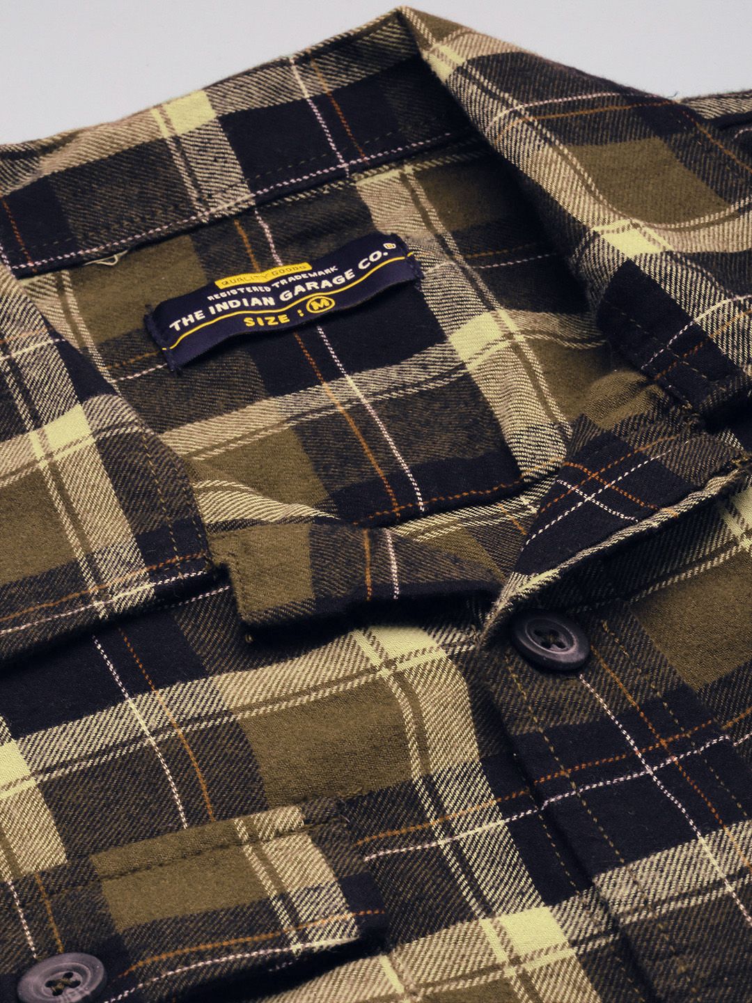 The Indian Garage Co Men Regular Fit Checked Double Flap Pocket Flannel Shirt