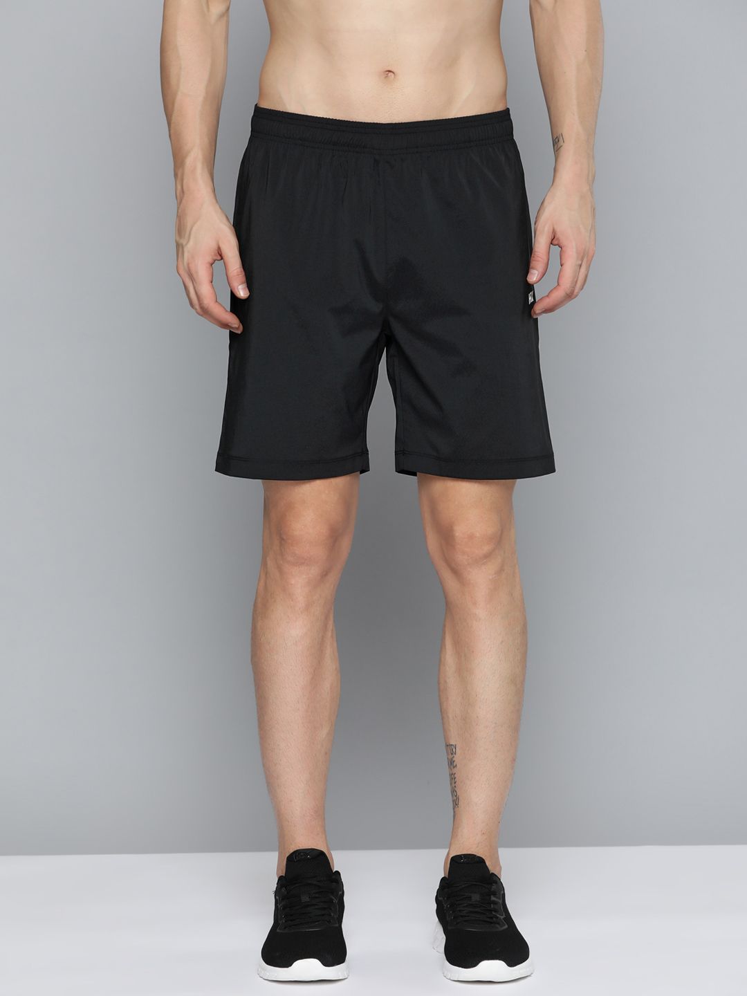 HRX By Hrithik Roshan Training Men Jet Black Rapid-Dry Brand Carrier Shorts