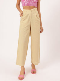 DressBerry Women Urban Elegance Asymmetric Waist Pleated Formal Trousers