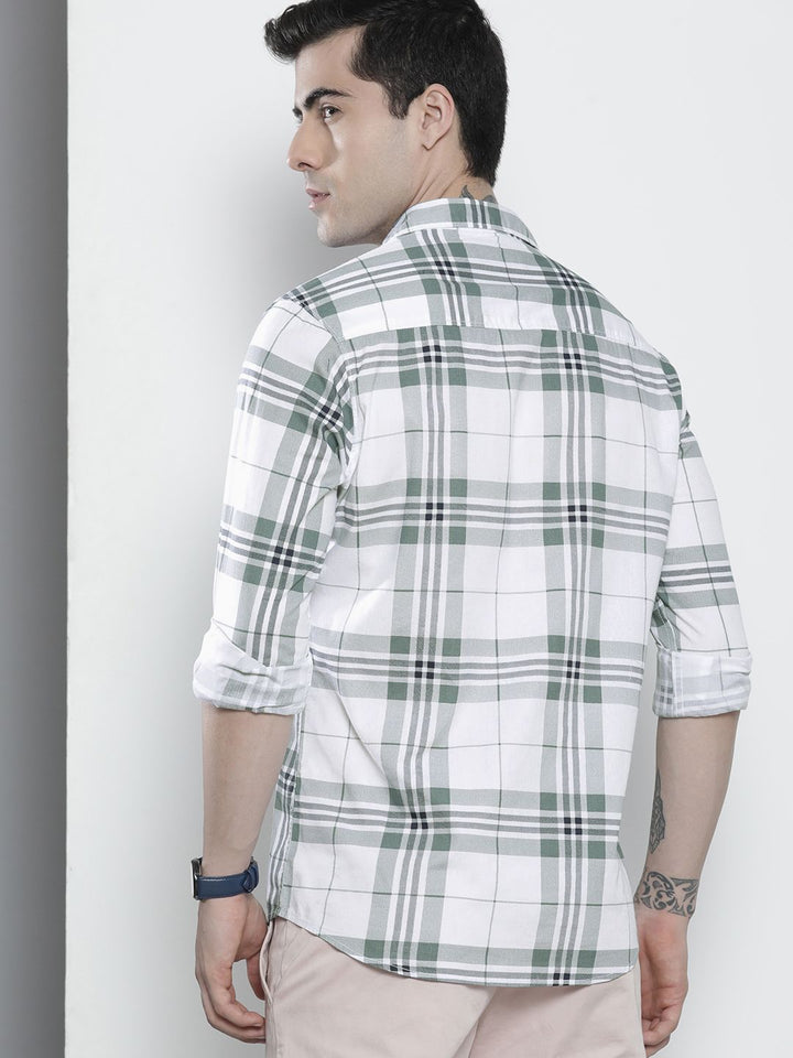 The Indian Garage Co Men White Checked Casual Shirt
