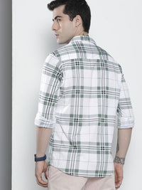 The Indian Garage Co Men White Checked Casual Shirt